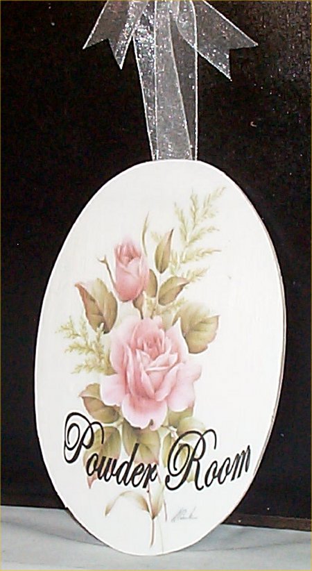 Chic Powder Room Sign Shabby Rose Home Decor Victorian  