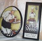 Chef Oval + Tall Pictures Wall Decor set 2 Brick Bistro Kitchen Decoration