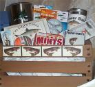 Fishing crate Mug Gift Basket Wood Crate Lures Hooks Bobbers Nuts powder Bait