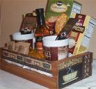 Gift Basket 2 Mugs Folgers Coffee Candy Creme Syrup Hot Chocolate Wood Crate 