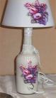 Liquor Bottle Light Chic Floral Night Glass Home Decor 40 Watt Shabby Lamp 