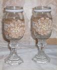 Bride + Groom Burlap Mason Jar Pearls Toasting Mug Pedestal Mugs Lace #3 
