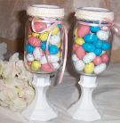 Mason Jar Pedestal White Candy Easter any Holiday Decor Spring Pearls Candy Eggs
