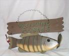 Wood Fish Welcome Sign Lodge Cabin Decor