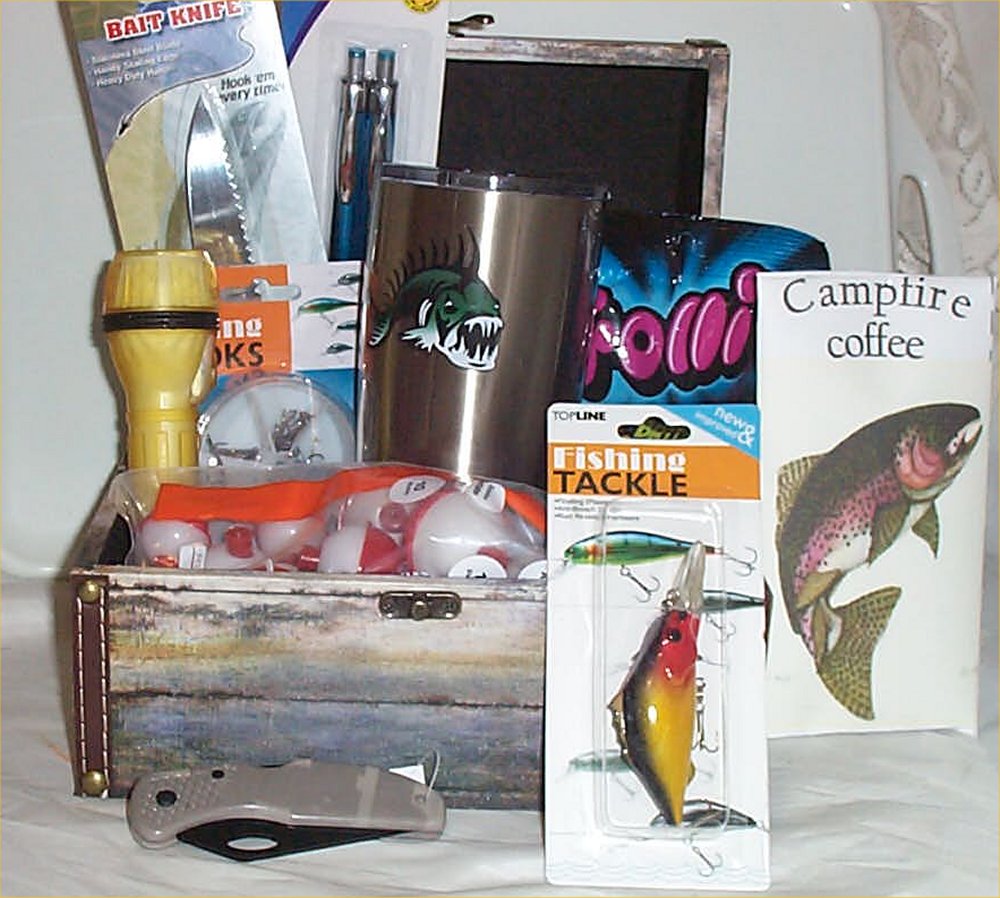 Fishing Gift Basket Trinket Chest Lures Outdoor Knife Floated